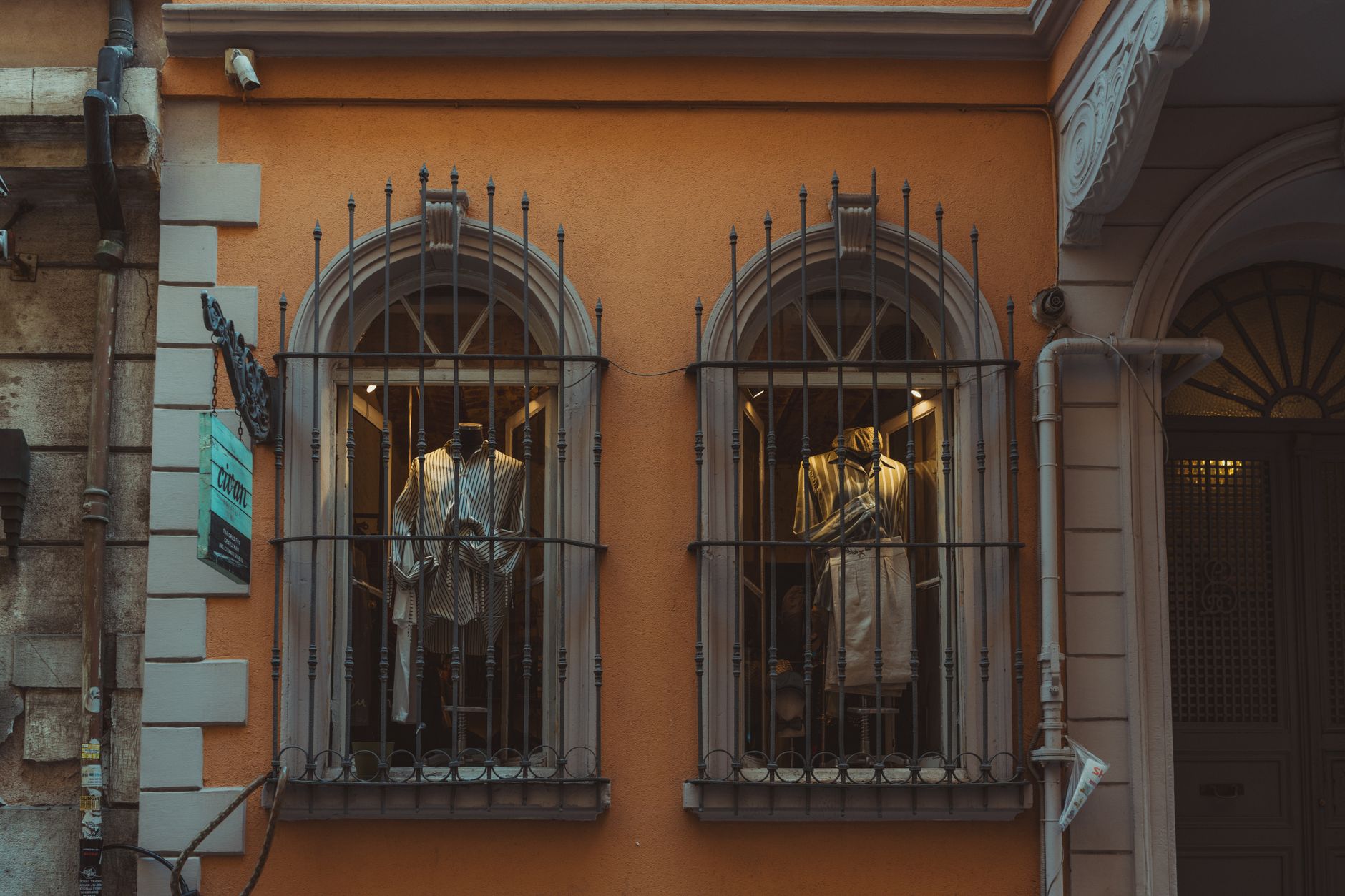 A row of small shop fronts